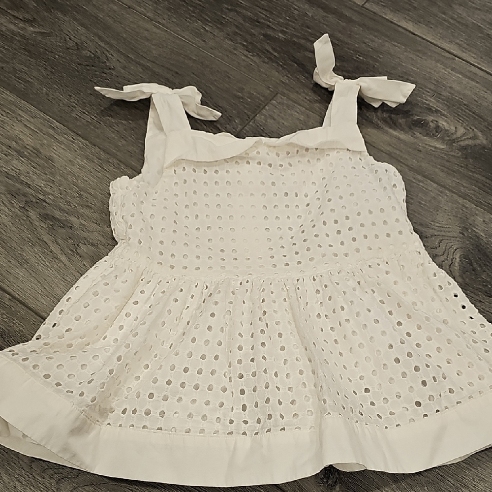 Janie & Jack White Eyelet Sleeveless Top with Bow Straps